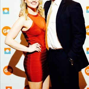 🔥 Bebe bandage bodycon burnt henna mini dress - M